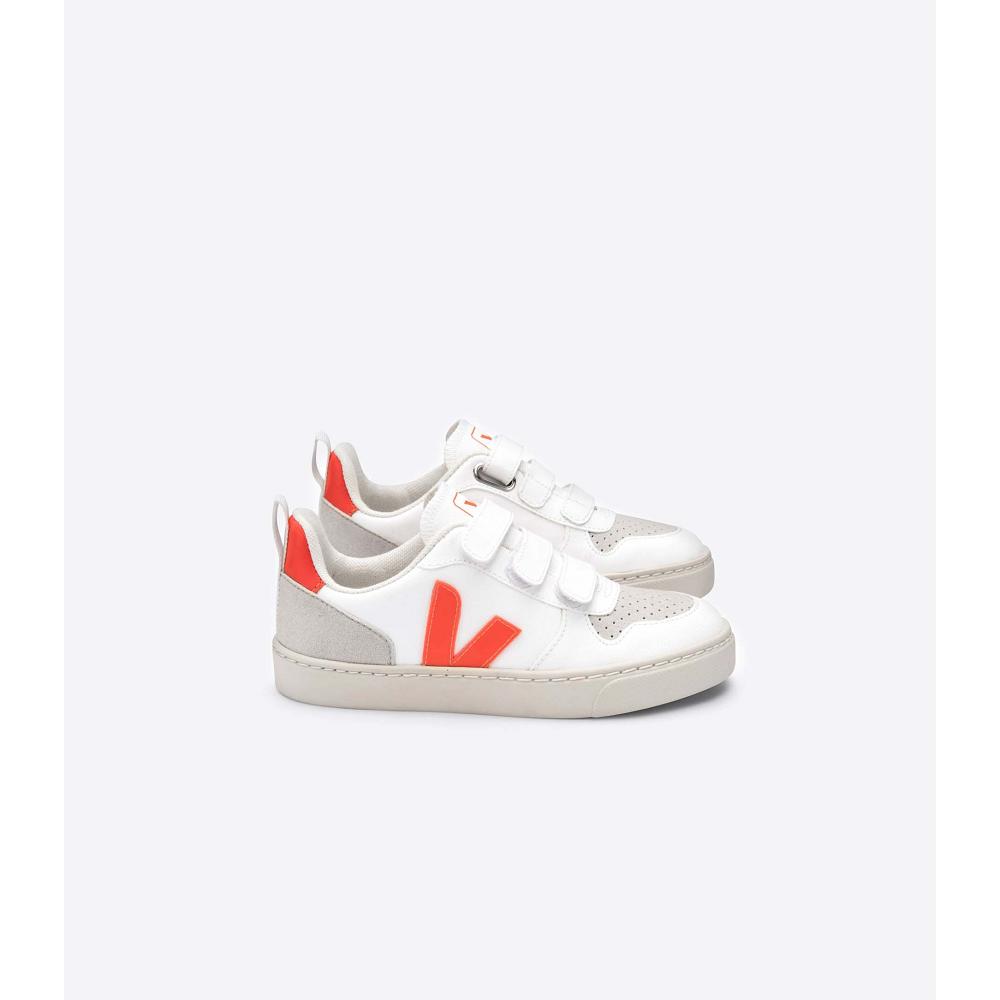 Kids\' Veja V-10 CWL Sneakers White/Orange | ZA 858DFM